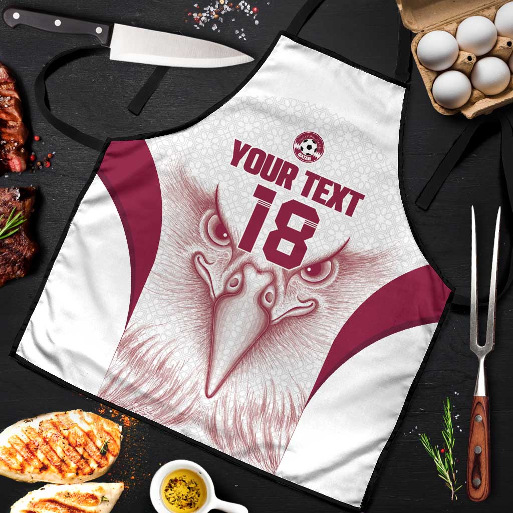 Custom Qatar Football Apron Maroon Falcon Spirit White Version - Wonder Print Shop