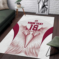 Custom Qatar Football Area Rug Maroon Falcon Spirit White Version - Wonder Print Shop