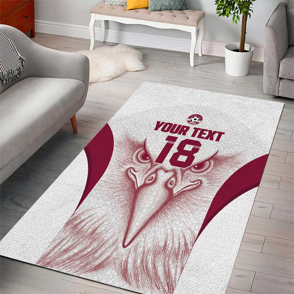 Custom Qatar Football Area Rug Maroon Falcon Spirit White Version - Wonder Print Shop