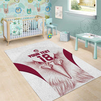 Custom Qatar Football Area Rug Maroon Falcon Spirit White Version - Wonder Print Shop