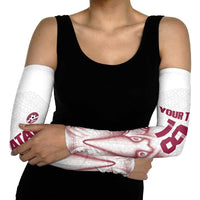 Custom Qatar Football Arm Sleeves Maroon Falcon Spirit White Version - Wonder Print Shop