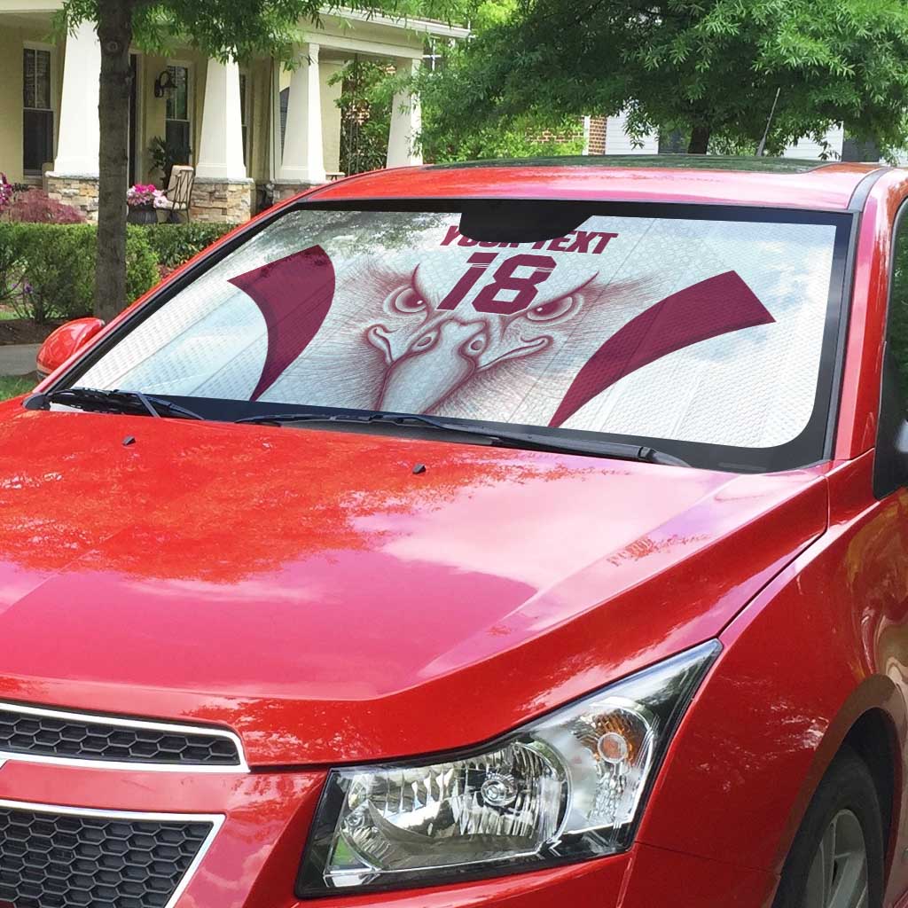 Custom Qatar Football Auto Sun Shade Maroon Falcon Spirit White Version - Wonder Print Shop