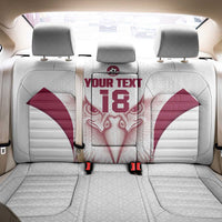 Custom Qatar Football Back Car Seat Cover Maroon Falcon Spirit White Version - Wonder Print Shop