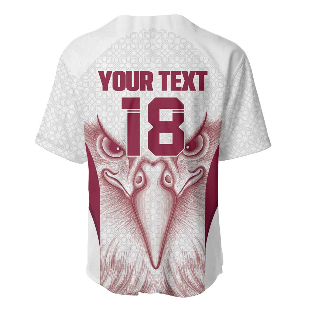 Custom Qatar Football Baseball Jersey Maroon Falcon Spirit White Version - Wonder Print Shop