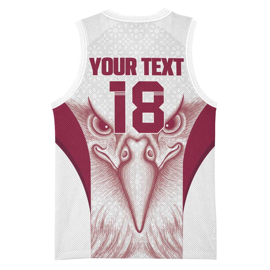 Custom Qatar Football Basketball Jersey Maroon Falcon Spirit White Version - Wonder Print Shop