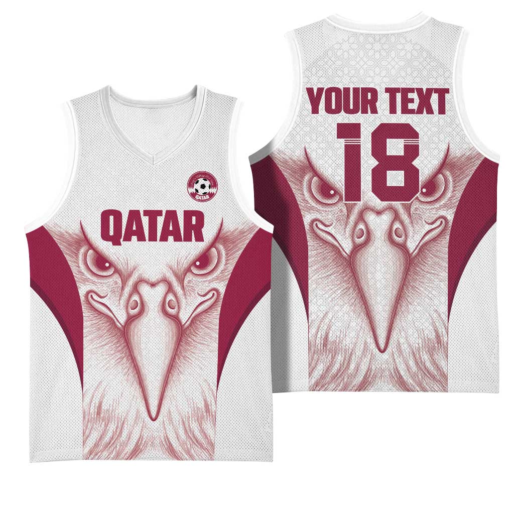 Custom Qatar Football Basketball Jersey Maroon Falcon Spirit White Version - Wonder Print Shop
