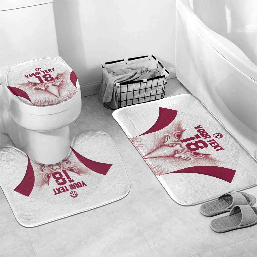 Custom Qatar Football Bathroom Set Maroon Falcon Spirit White Version - Wonder Print Shop