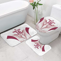 Custom Qatar Football Bathroom Set Maroon Falcon Spirit White Version - Wonder Print Shop