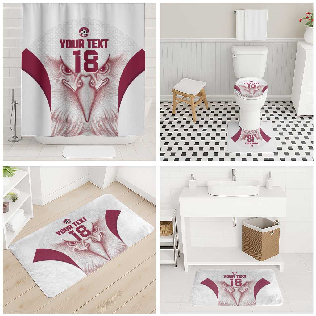 Custom Qatar Football Bathroom Set Maroon Falcon Spirit White Version - Wonder Print Shop