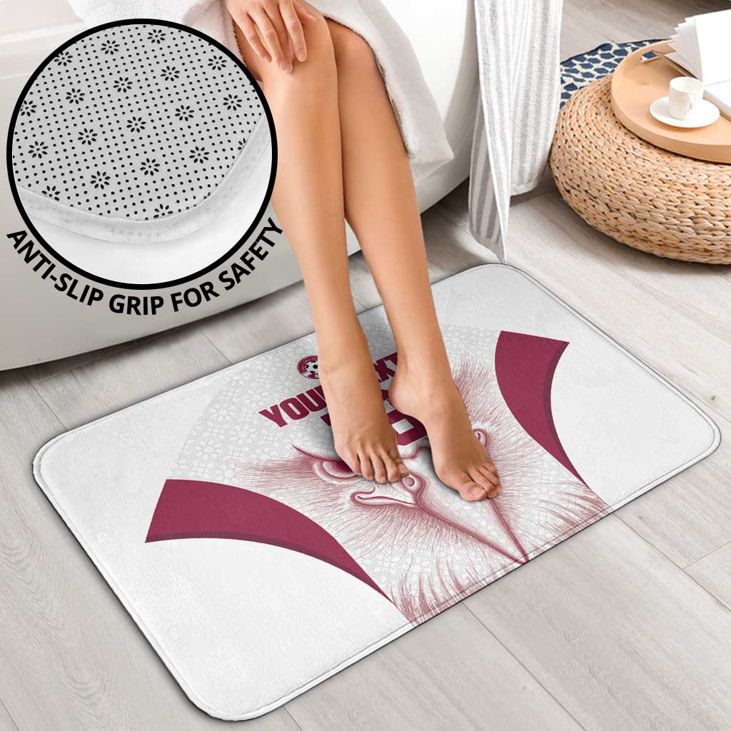 Custom Qatar Football Bathroom Set Maroon Falcon Spirit White Version - Wonder Print Shop