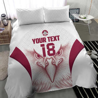 Custom Qatar Football Bedding Set Maroon Falcon Spirit White Version - Wonder Print Shop