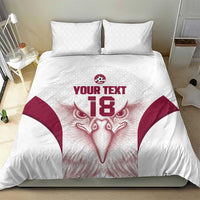 Custom Qatar Football Bedding Set Maroon Falcon Spirit White Version - Wonder Print Shop