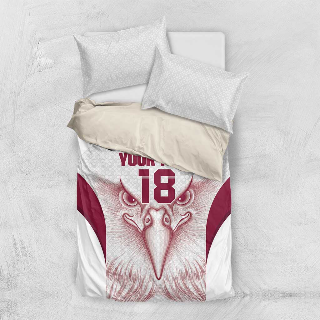 Custom Qatar Football Bedding Set Maroon Falcon Spirit White Version - Wonder Print Shop