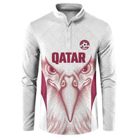 Custom Qatar Football Button Sweatshirt Maroon Falcon Spirit White Version - Wonder Print Shop