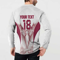 Custom Qatar Football Button Sweatshirt Maroon Falcon Spirit White Version - Wonder Print Shop