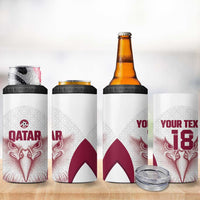 Custom Qatar Football 4 in 1 Can Cooler Tumbler Maroon Falcon Spirit White Version - Wonder Print Shop