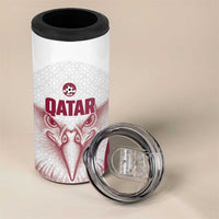 Custom Qatar Football 4 in 1 Can Cooler Tumbler Maroon Falcon Spirit White Version - Wonder Print Shop