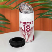 Custom Qatar Football 4 in 1 Can Cooler Tumbler Maroon Falcon Spirit White Version - Wonder Print Shop