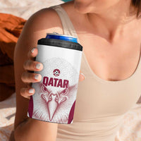 Custom Qatar Football 4 in 1 Can Cooler Tumbler Maroon Falcon Spirit White Version - Wonder Print Shop