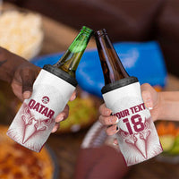 Custom Qatar Football 4 in 1 Can Cooler Tumbler Maroon Falcon Spirit White Version - Wonder Print Shop