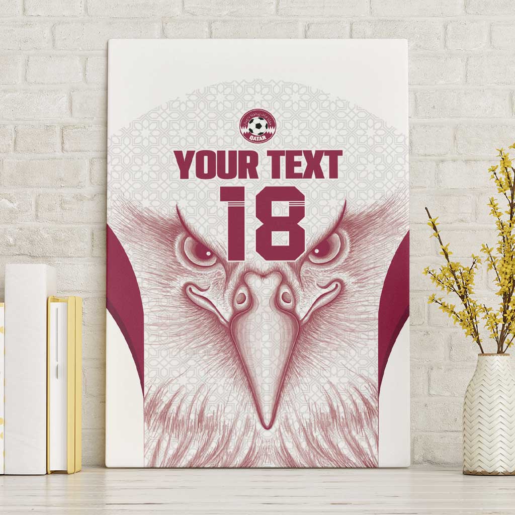 Custom Qatar Football Canvas Wall Art Maroon Falcon Spirit White Version - Wonder Print Shop