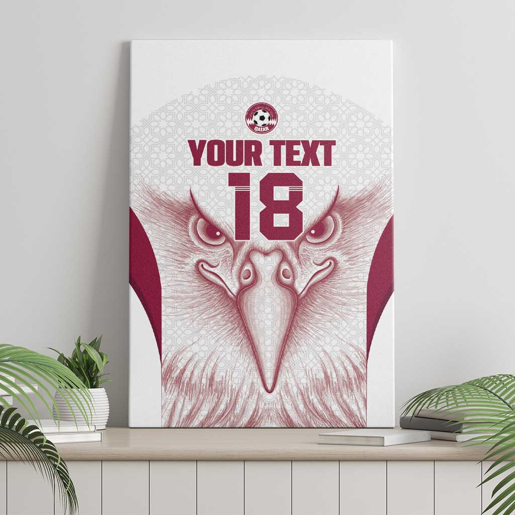 Custom Qatar Football Canvas Wall Art Maroon Falcon Spirit White Version - Wonder Print Shop