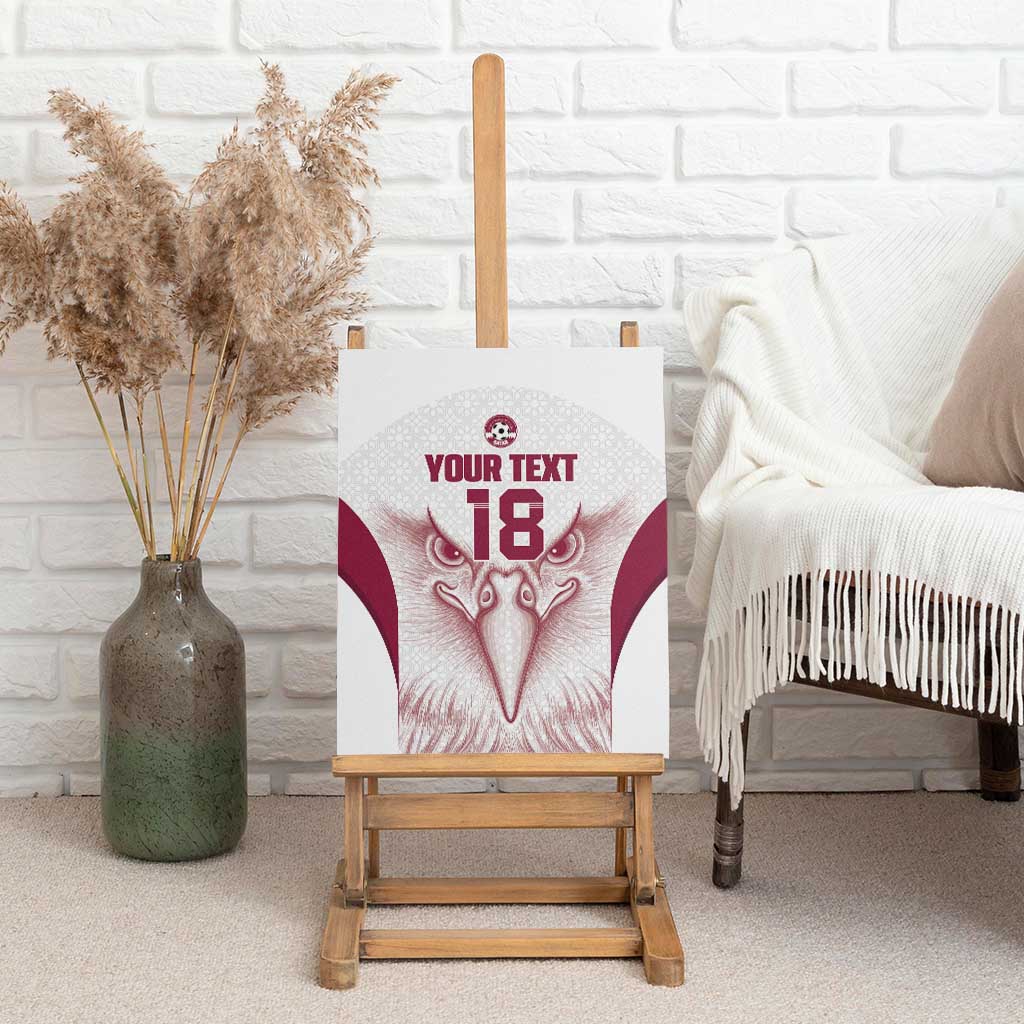 Custom Qatar Football Canvas Wall Art Maroon Falcon Spirit White Version - Wonder Print Shop