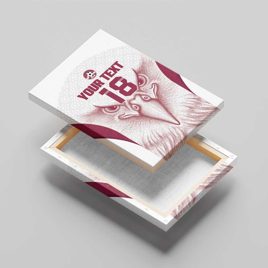 Custom Qatar Football Canvas Wall Art Maroon Falcon Spirit White Version - Wonder Print Shop