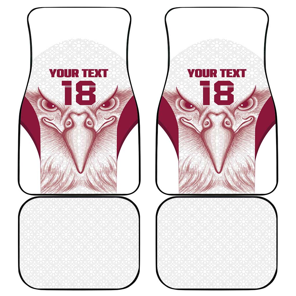 Custom Qatar Football Car Mats Maroon Falcon Spirit White Version - Wonder Print Shop