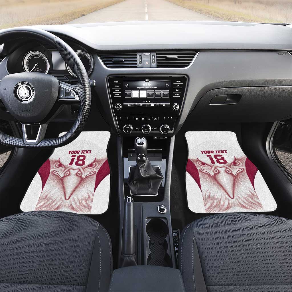 Custom Qatar Football Car Mats Maroon Falcon Spirit White Version - Wonder Print Shop