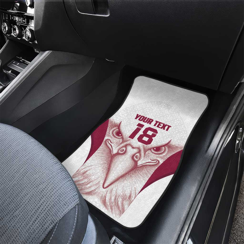 Custom Qatar Football Car Mats Maroon Falcon Spirit White Version - Wonder Print Shop