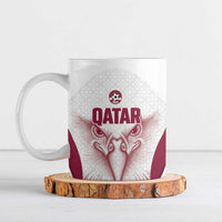 Custom Qatar Football Ceramic Mug Maroon Falcon Spirit White Version - Wonder Print Shop