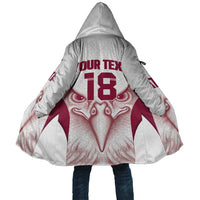 Custom Qatar Football Cloak Maroon Falcon Spirit White Version - Wonder Print Shop