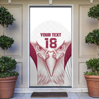 Custom Qatar Football Door Cover Maroon Falcon Spirit White Version - Wonder Print Shop