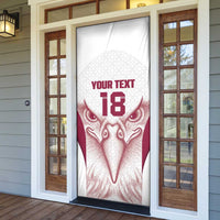 Custom Qatar Football Door Cover Maroon Falcon Spirit White Version - Wonder Print Shop