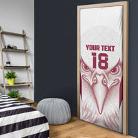 Custom Qatar Football Door Cover Maroon Falcon Spirit White Version - Wonder Print Shop