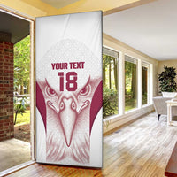Custom Qatar Football Door Cover Maroon Falcon Spirit White Version - Wonder Print Shop