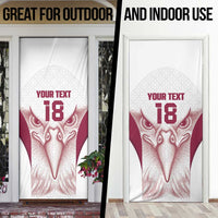 Custom Qatar Football Door Cover Maroon Falcon Spirit White Version - Wonder Print Shop