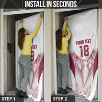 Custom Qatar Football Door Cover Maroon Falcon Spirit White Version - Wonder Print Shop