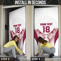 Custom Qatar Football Door Cover Maroon Falcon Spirit White Version - Wonder Print Shop