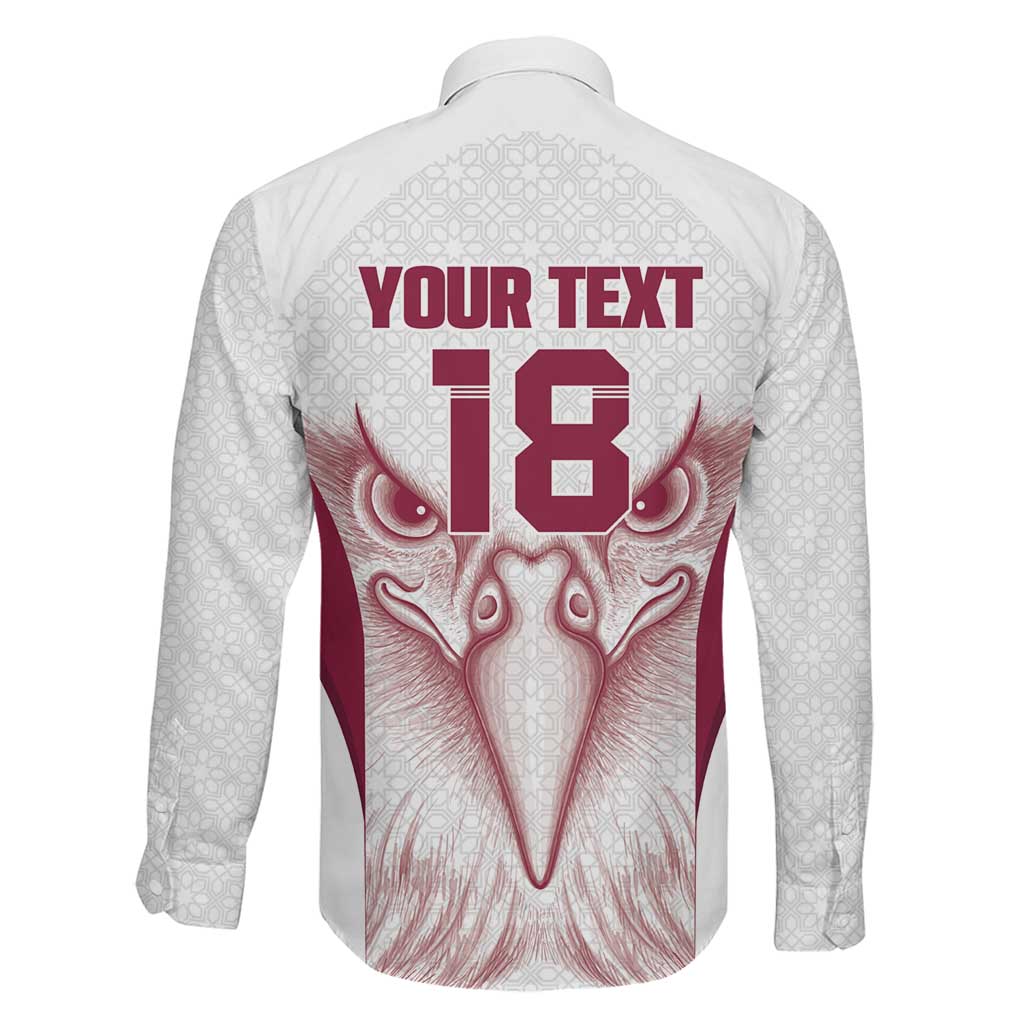 Custom Qatar Football Family Matching Off The Shoulder Long Sleeve Dress and Hawaiian Shirt Maroon Falcon Spirit White Version - Wonder Print Shop