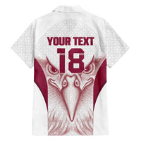 Custom Qatar Football Family Matching Puletasi and Hawaiian Shirt Maroon Falcon Spirit White Version - Wonder Print Shop