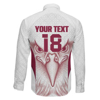 Custom Qatar Football Family Matching Puletasi and Hawaiian Shirt Maroon Falcon Spirit White Version - Wonder Print Shop