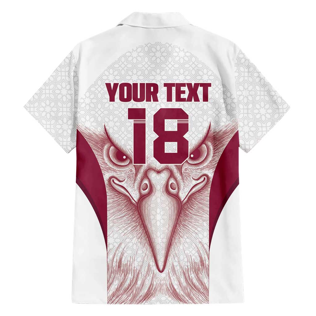 Custom Qatar Football Family Matching Tank Maxi Dress and Hawaiian Shirt Maroon Falcon Spirit White Version - Wonder Print Shop