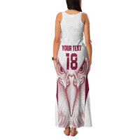 Custom Qatar Football Family Matching Tank Maxi Dress and Hawaiian Shirt Maroon Falcon Spirit White Version - Wonder Print Shop