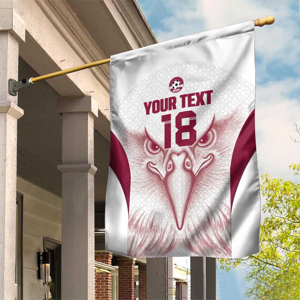 Custom Qatar Football Garden Flag Maroon Falcon Spirit White Version - Wonder Print Shop