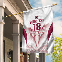Custom Qatar Football Garden Flag Maroon Falcon Spirit White Version - Wonder Print Shop