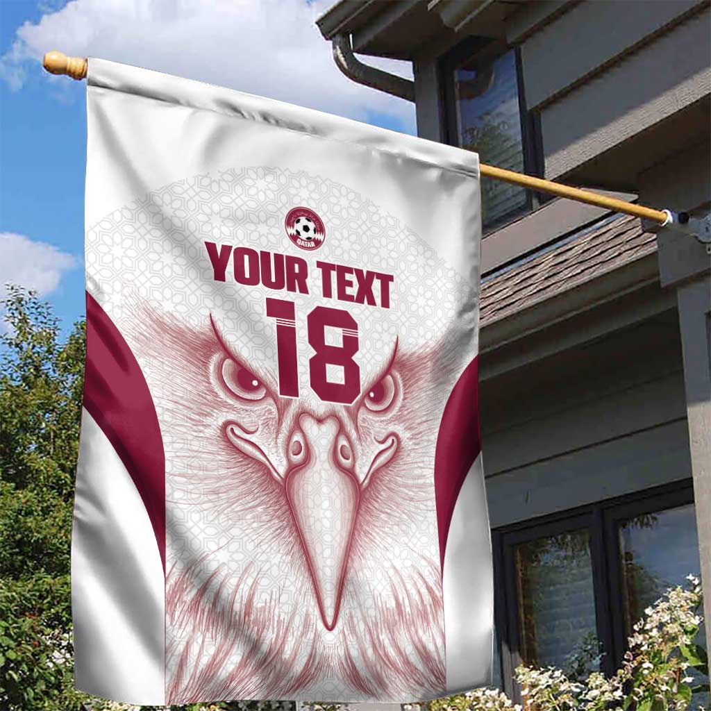 Custom Qatar Football Garden Flag Maroon Falcon Spirit White Version - Wonder Print Shop