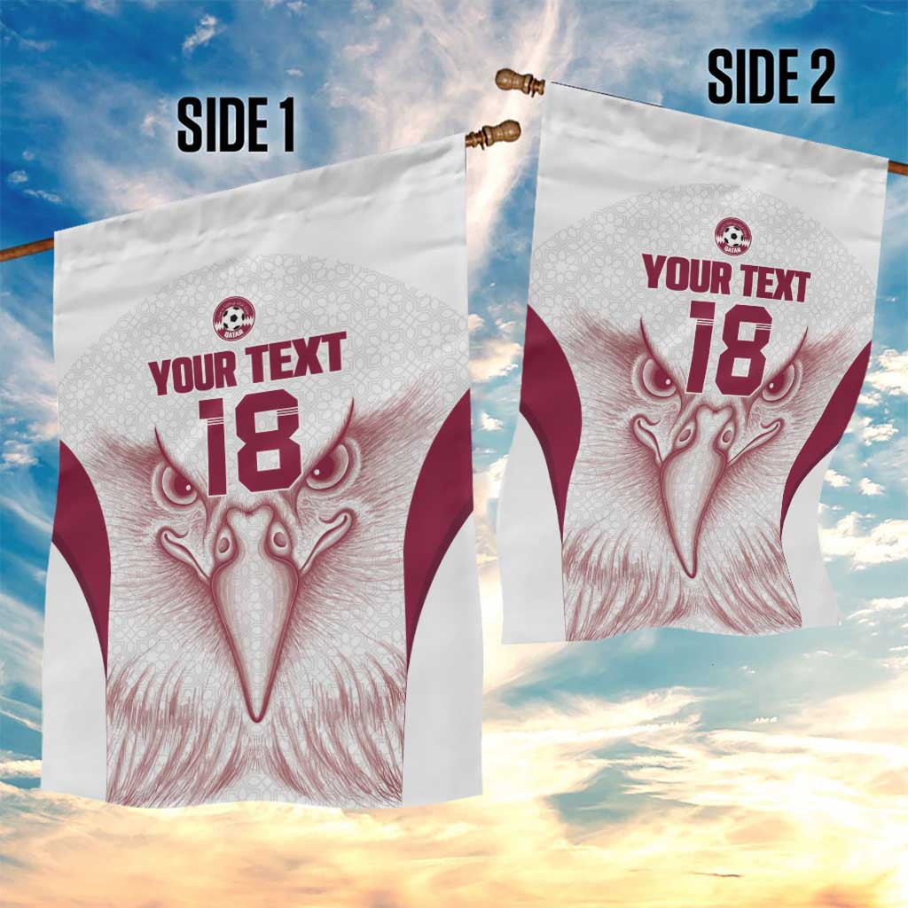 Custom Qatar Football Garden Flag Maroon Falcon Spirit White Version - Wonder Print Shop