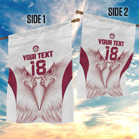 Custom Qatar Football Garden Flag Maroon Falcon Spirit White Version - Wonder Print Shop